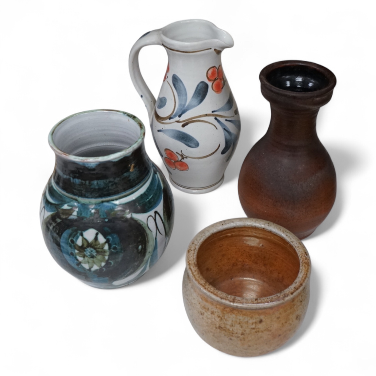 Four pieces of local studio pottery to include Judith Partridge, Rodmell vase, largest 25cm high.